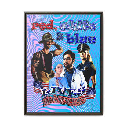 rw&b lives matter - framed canvas art (light blue-purple wave)