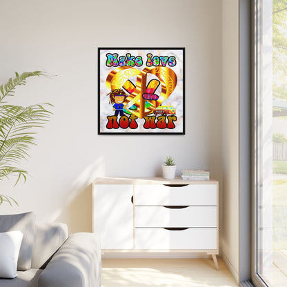 love peace - framed canvas art (white marble)