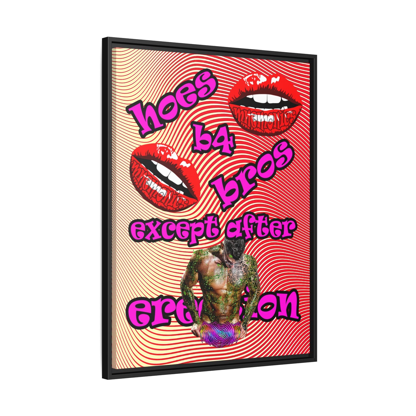 hoes b4 bros - framed canvas art (yellow-orange wave)