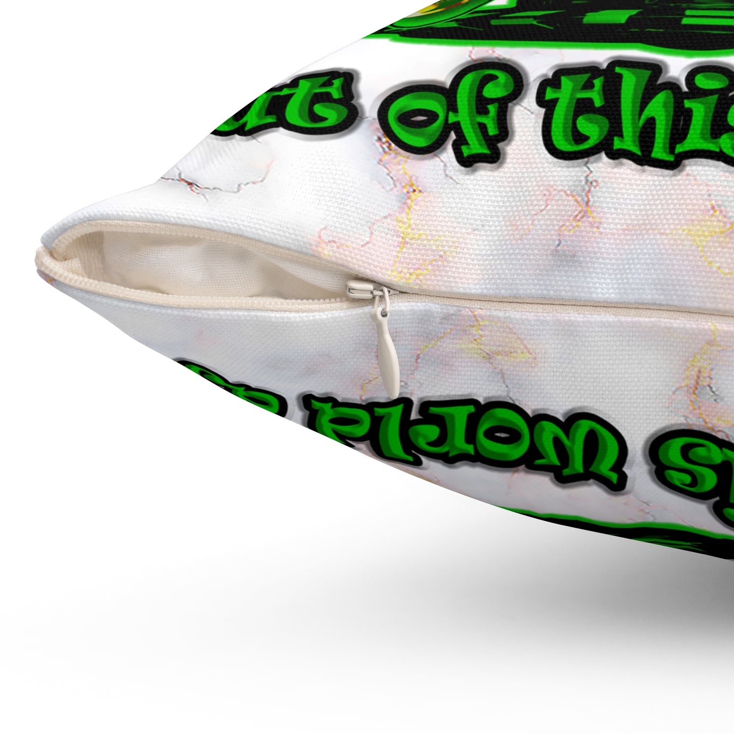 disc jockey - Spun Polyester Square Pillow - (white marble)