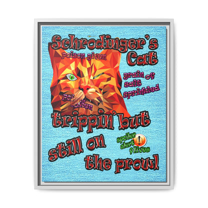 schrodinger's cat - framed canvas art (faded blue)