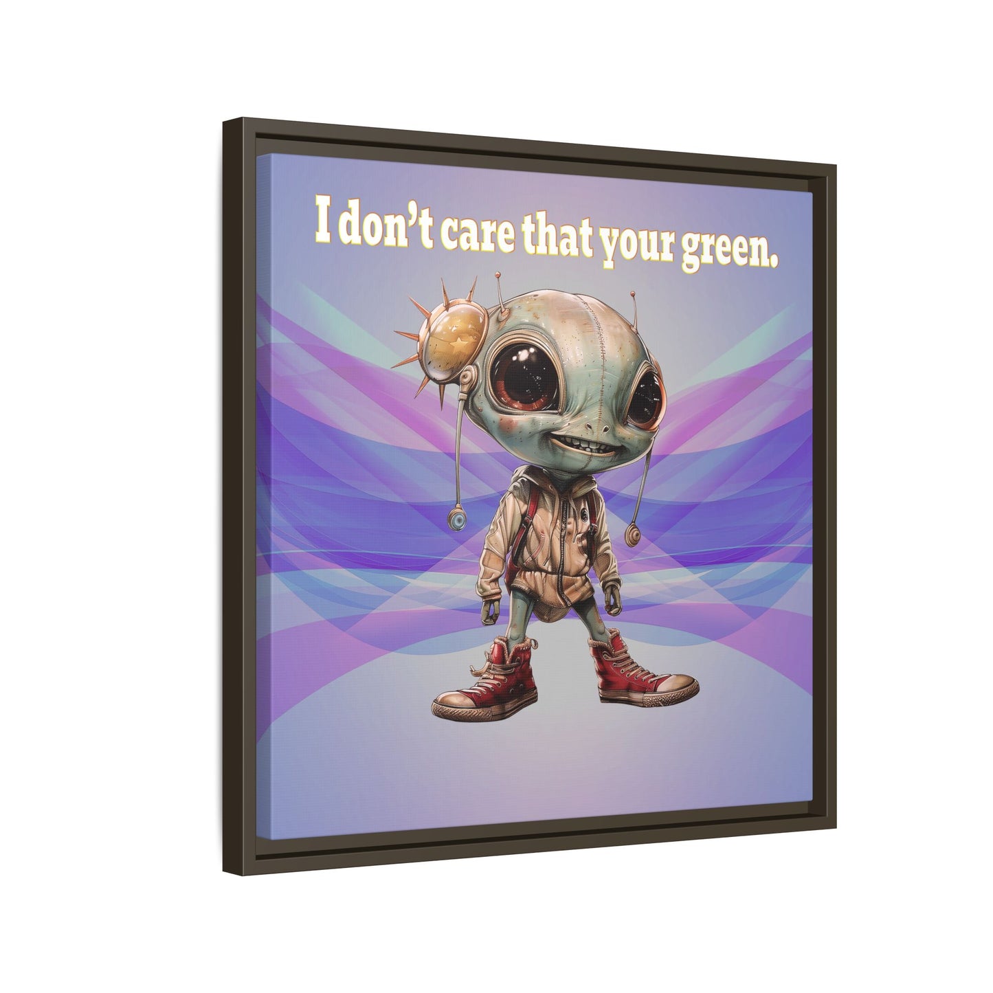 I don't care that your green - framed canvas art (light blue-pink wave)