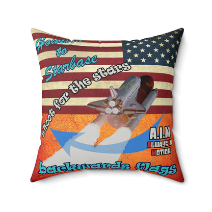 shoot for the stars - Faux Suede Square Pillow - (burnt orange)