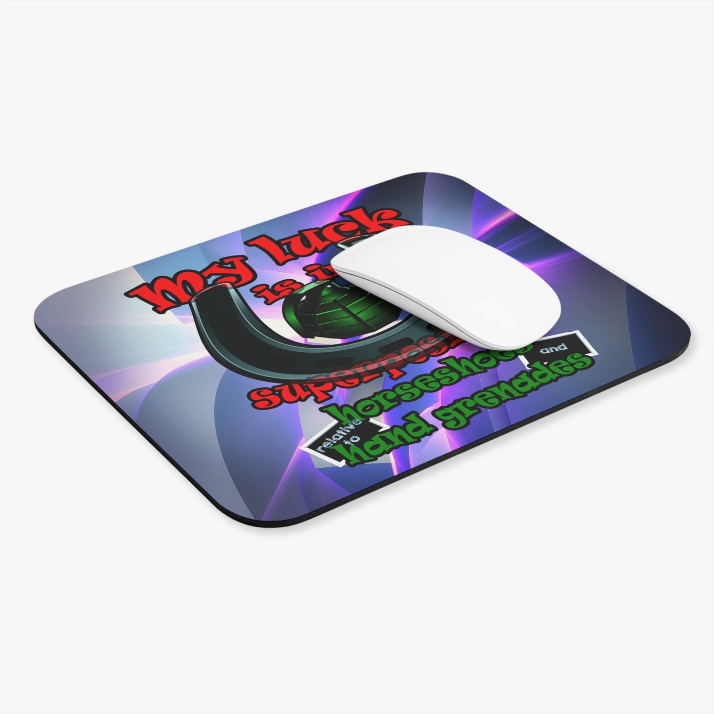 my luck - Mouse Pad (Rectangle) (grey-pink wave)