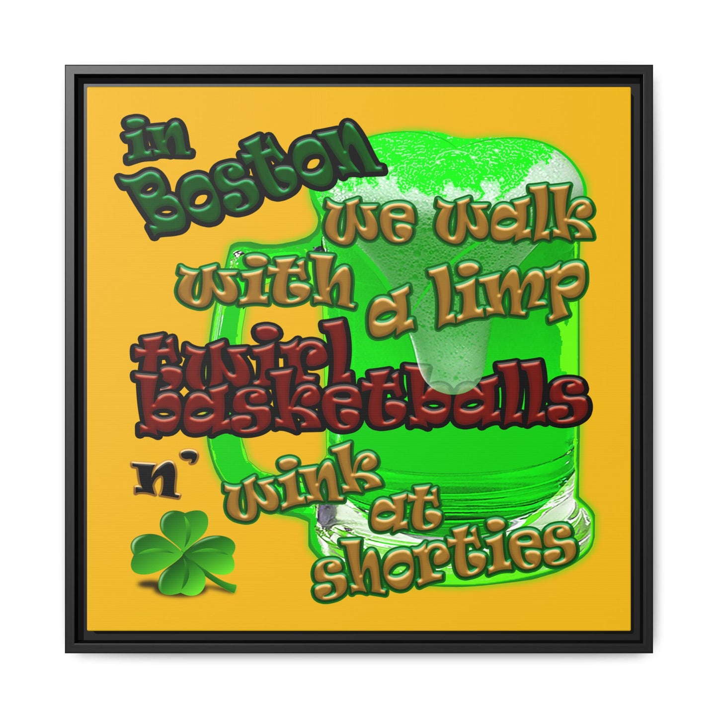 celtics logo - framed canvas art (yellow)