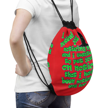 noticed you noticing - Drawstring Bag (red)