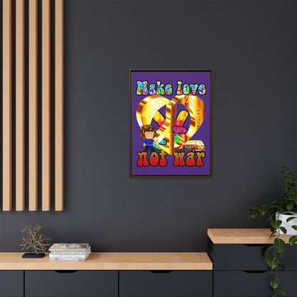 love peace - framed canvas art (purple)