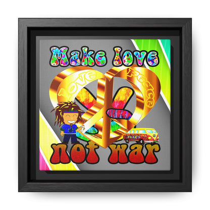 love peace - framed canvas art (rainbow split)