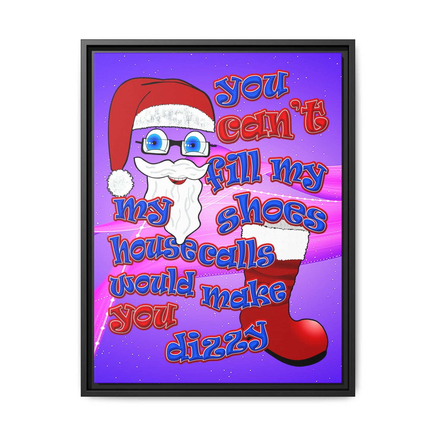 santa's shoes - framed canvas art (purple-pink wave)