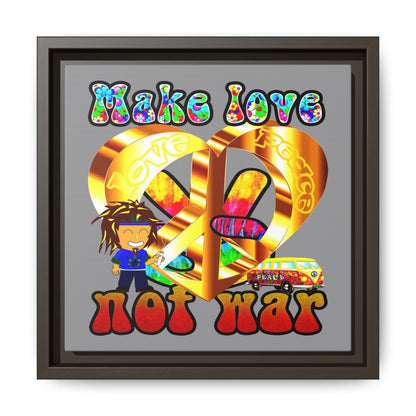 love peace - framed canvas art (grey)