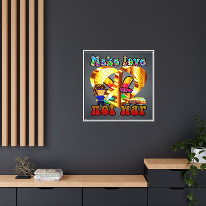 love peace - framed canvas art (grey-light grey)