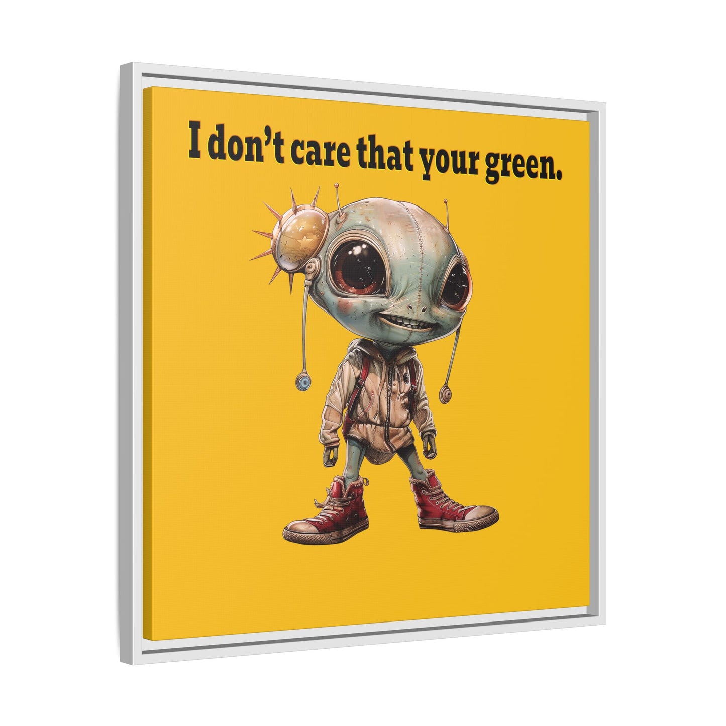 I don't care that your green - framed canvas art (yellow)