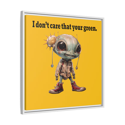 I don't care that your green - framed canvas art (yellow)