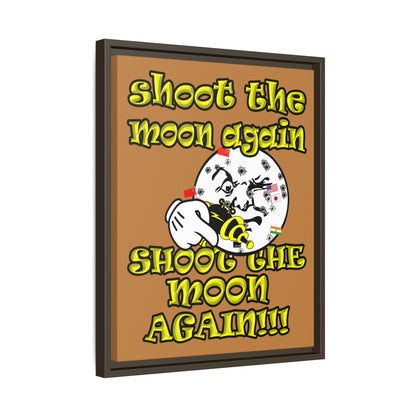 shoot the moon again - framed canvas art (light brown)