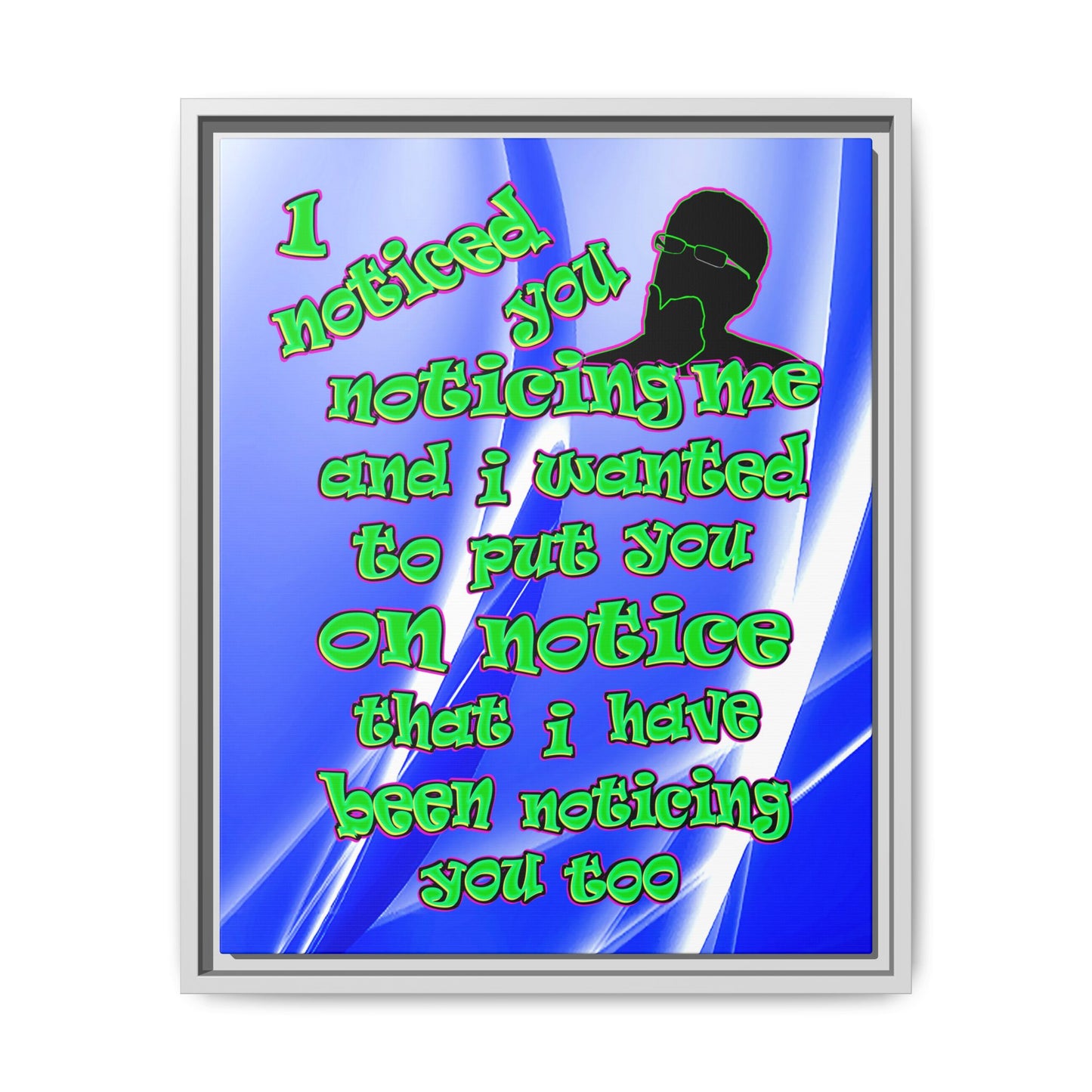 noticed you noticing - framed canvas art (blue-white wave)