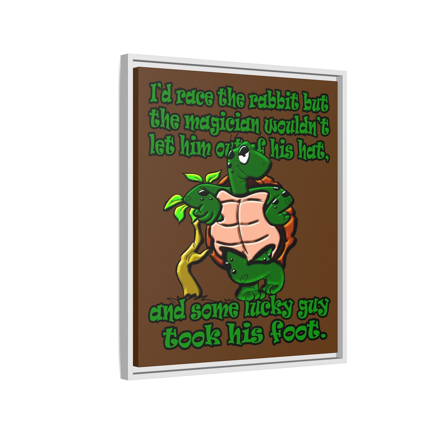 turtle race - framed canvas art (brown)
