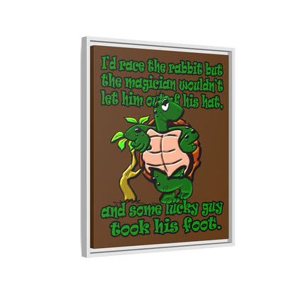 turtle race - framed canvas art (brown)