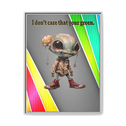 I don't care that your green - framed canvas art (rainbow split)