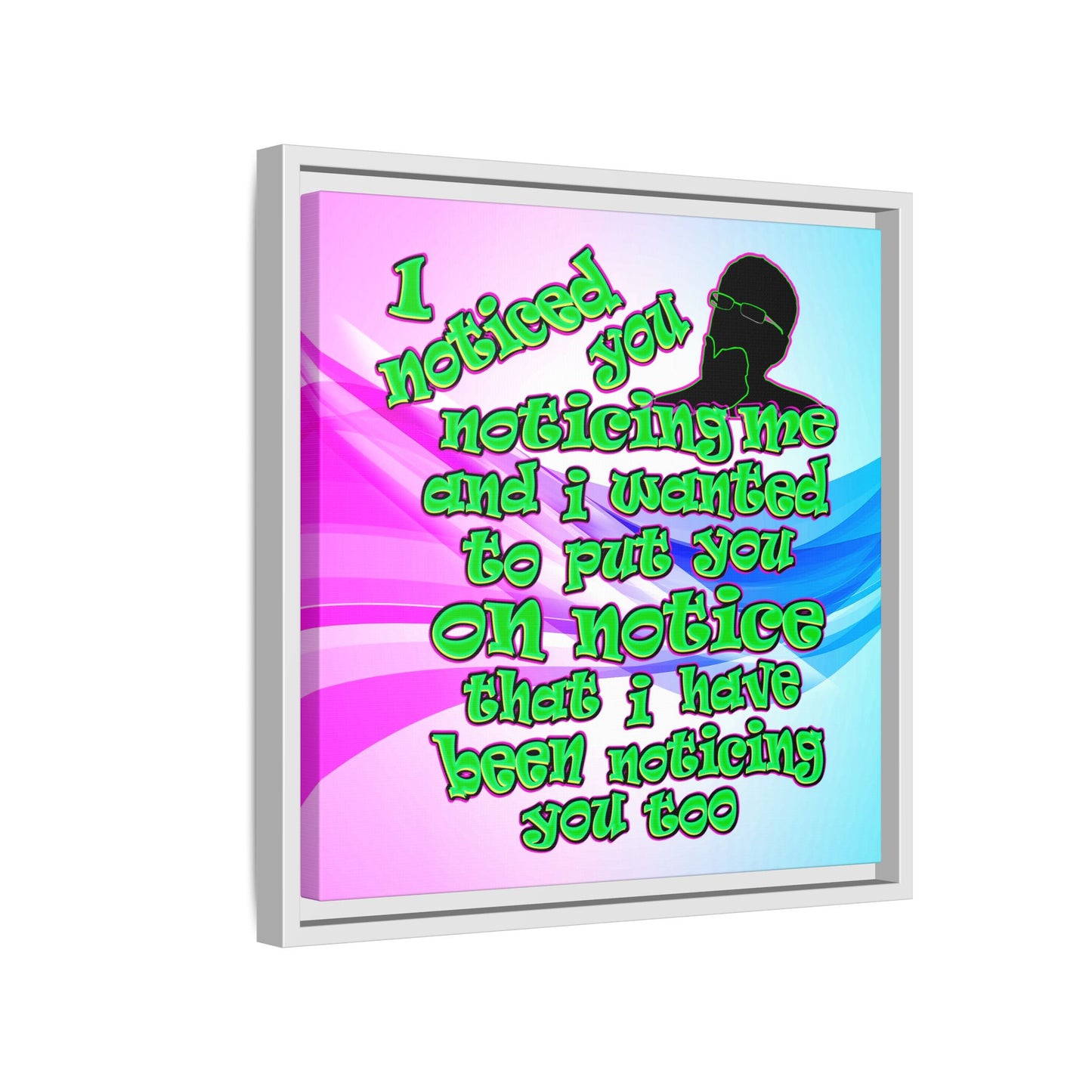 noticed you noticing - framed canvas art (light blue-pink wave)