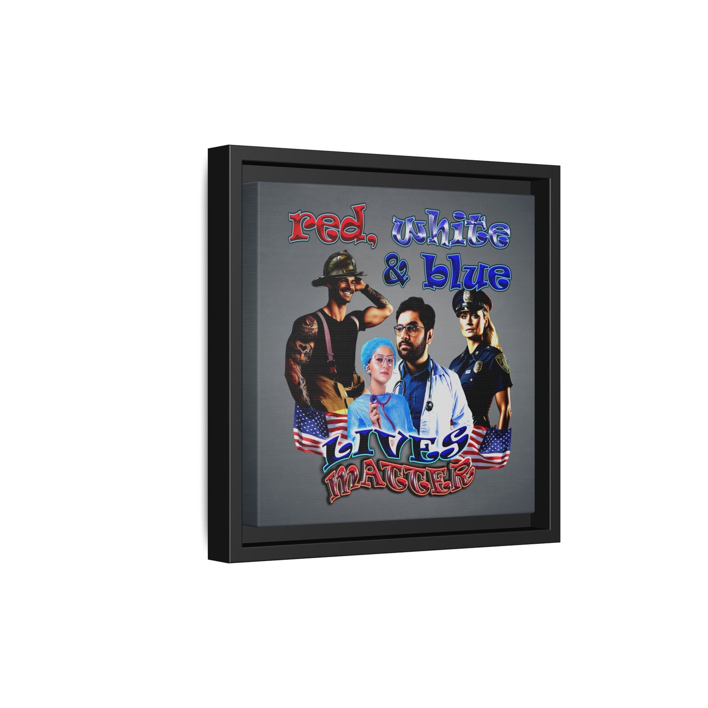 rw&b lives matter - framed canvas art (grey-light grey)