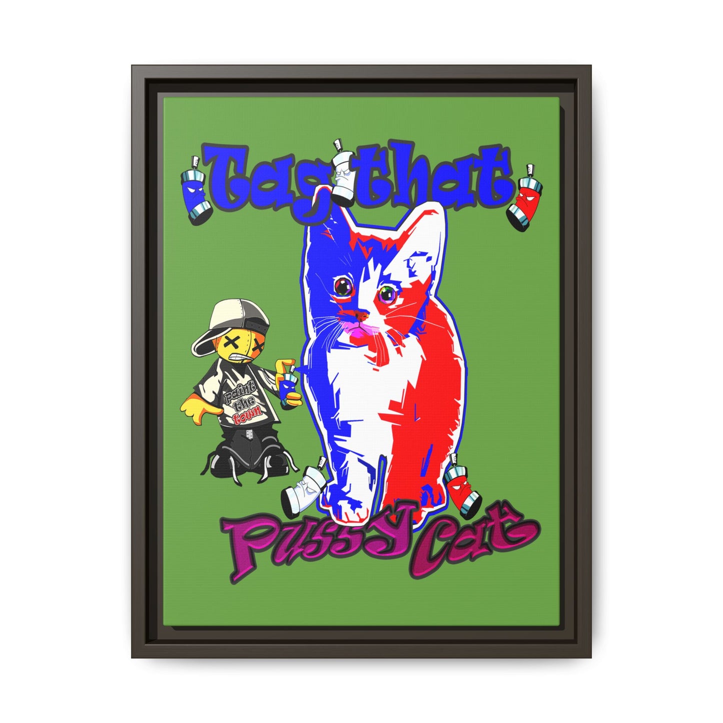 tag that - framed canvas art (green)