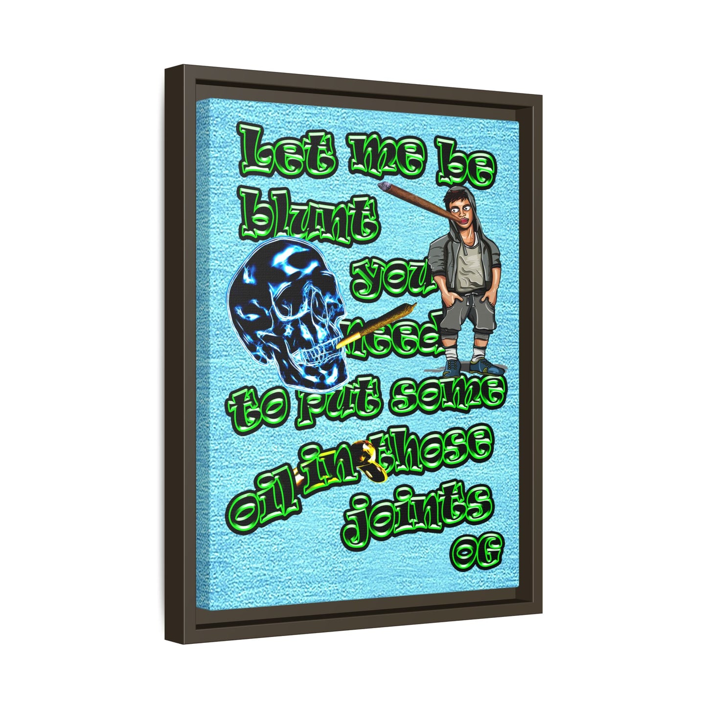 og - framed canvas art (faded blue)