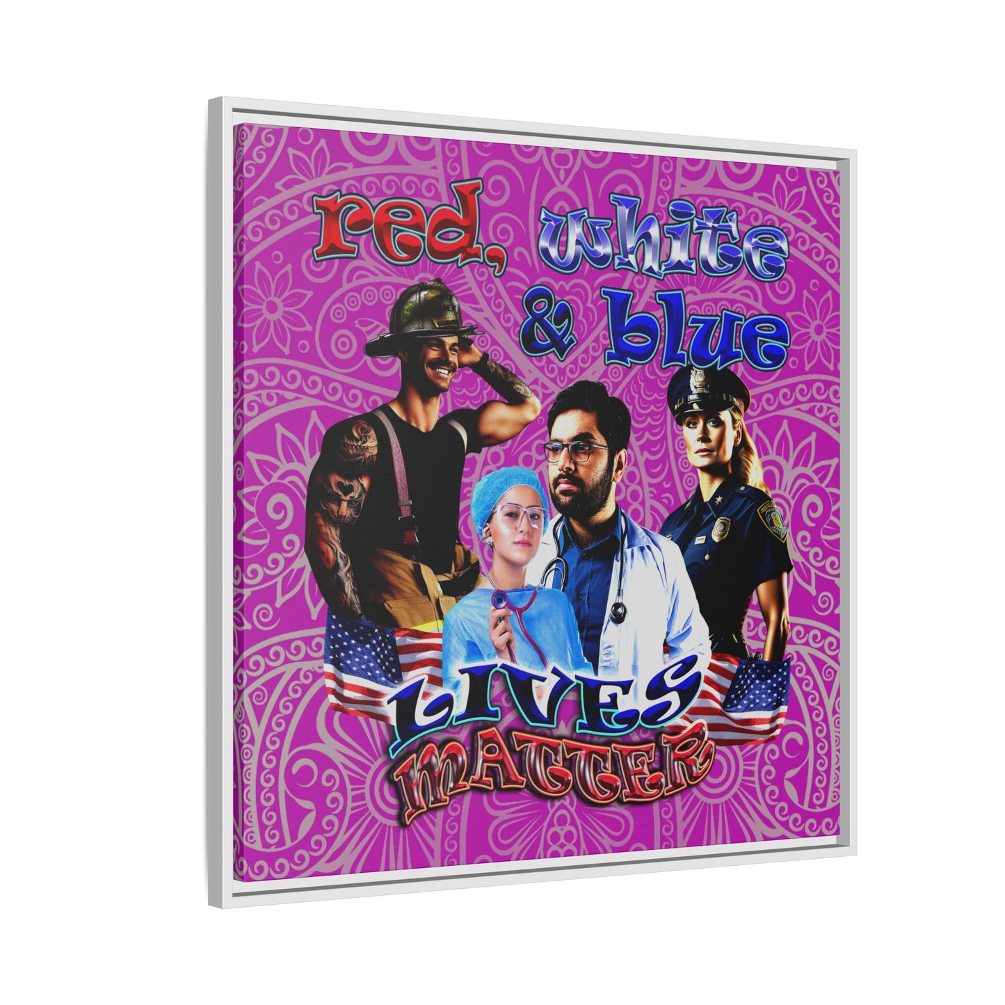 rw&b lives matter - framed canvas art (pink swirl)