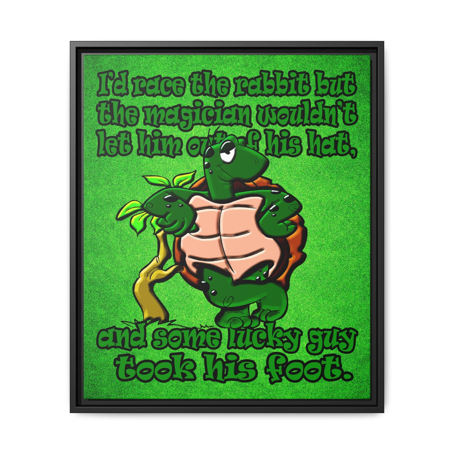 turtle race - framed canvas art (green turf)