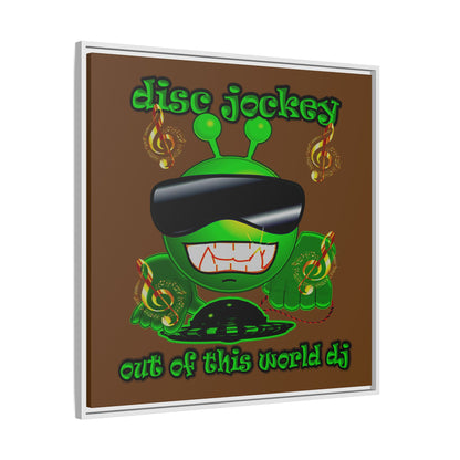 disc jockey - framed canvas art (brown)