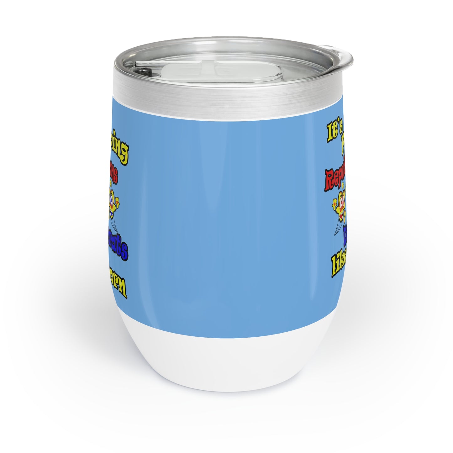 popping like popcorn - Chill Wine Tumbler (light blue)