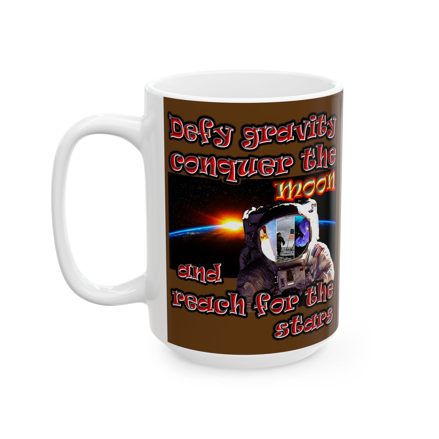 defy conquer reach - White Mug (brown)