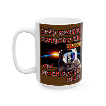defy conquer reach - White Mug (brown)