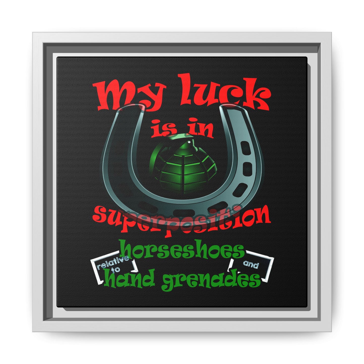 my luck - framed canvas art (black)