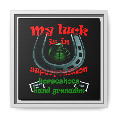 my luck - framed canvas art (black)