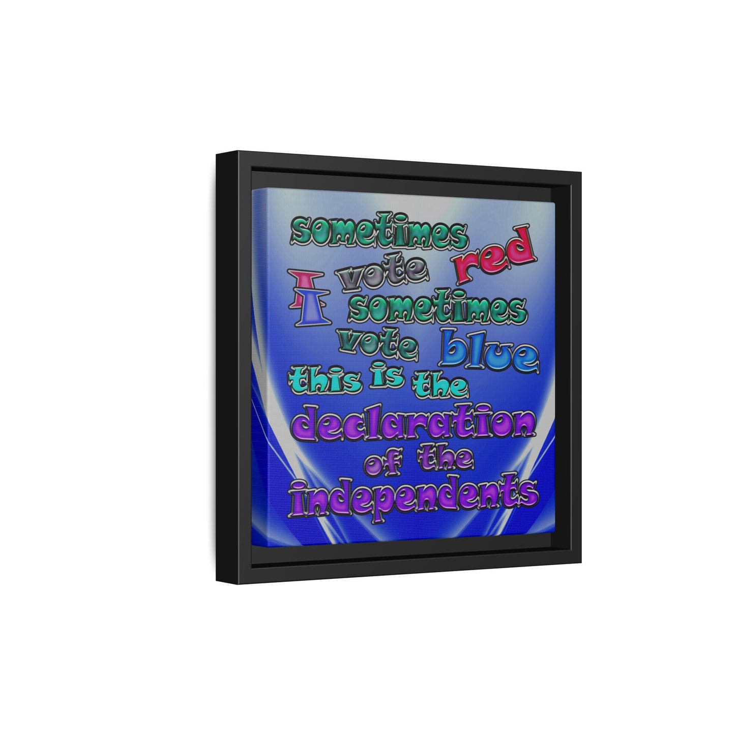 declaration of the independents - framed canvas art (blue-white wave)