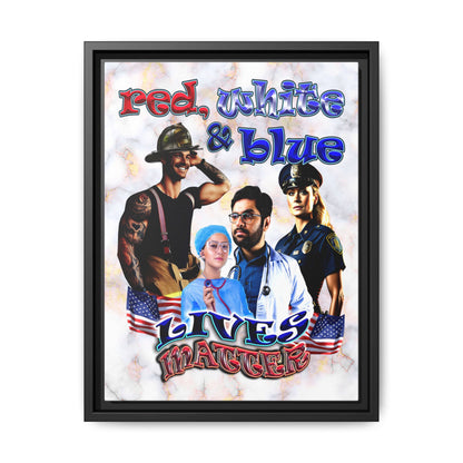 rw&b lives matter - framed canvas art (white marble)