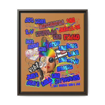 drop the beat - framed canvas art (light brown)