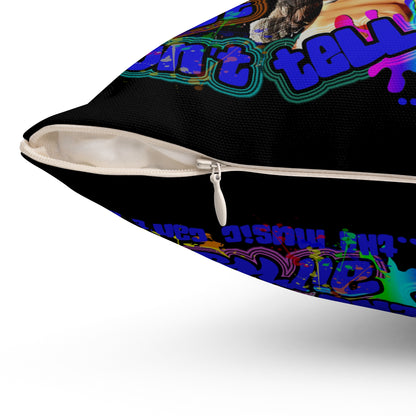drop the beat - Spun Polyester Square Pillow - (black)