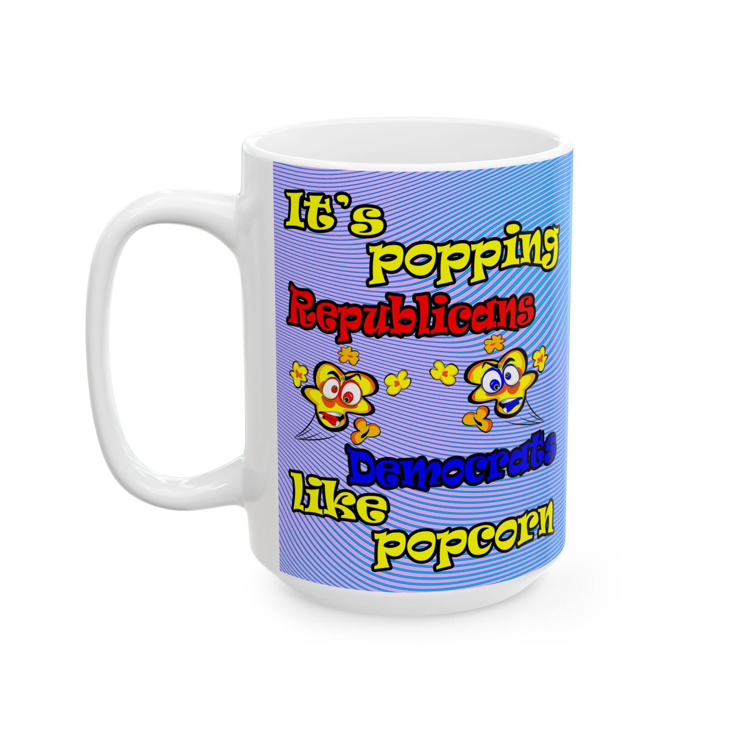 popping like popcorn - White Mug (light blue-purple wave)