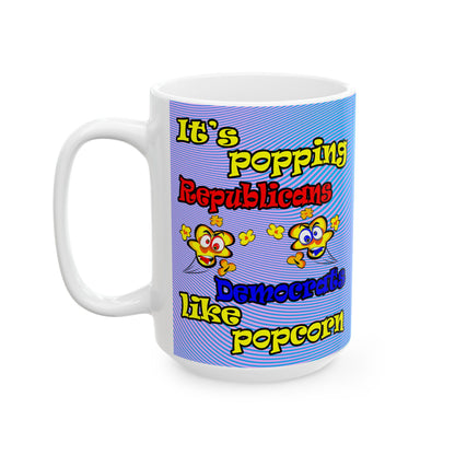 popping like popcorn - White Mug (light blue-purple wave)