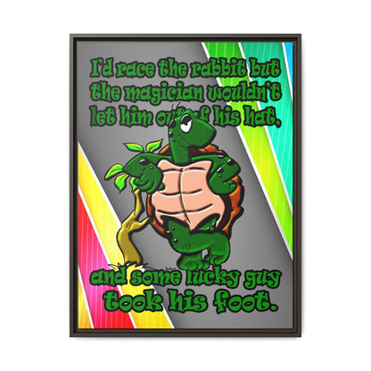turtle race - framed canvas art (rainbow split)