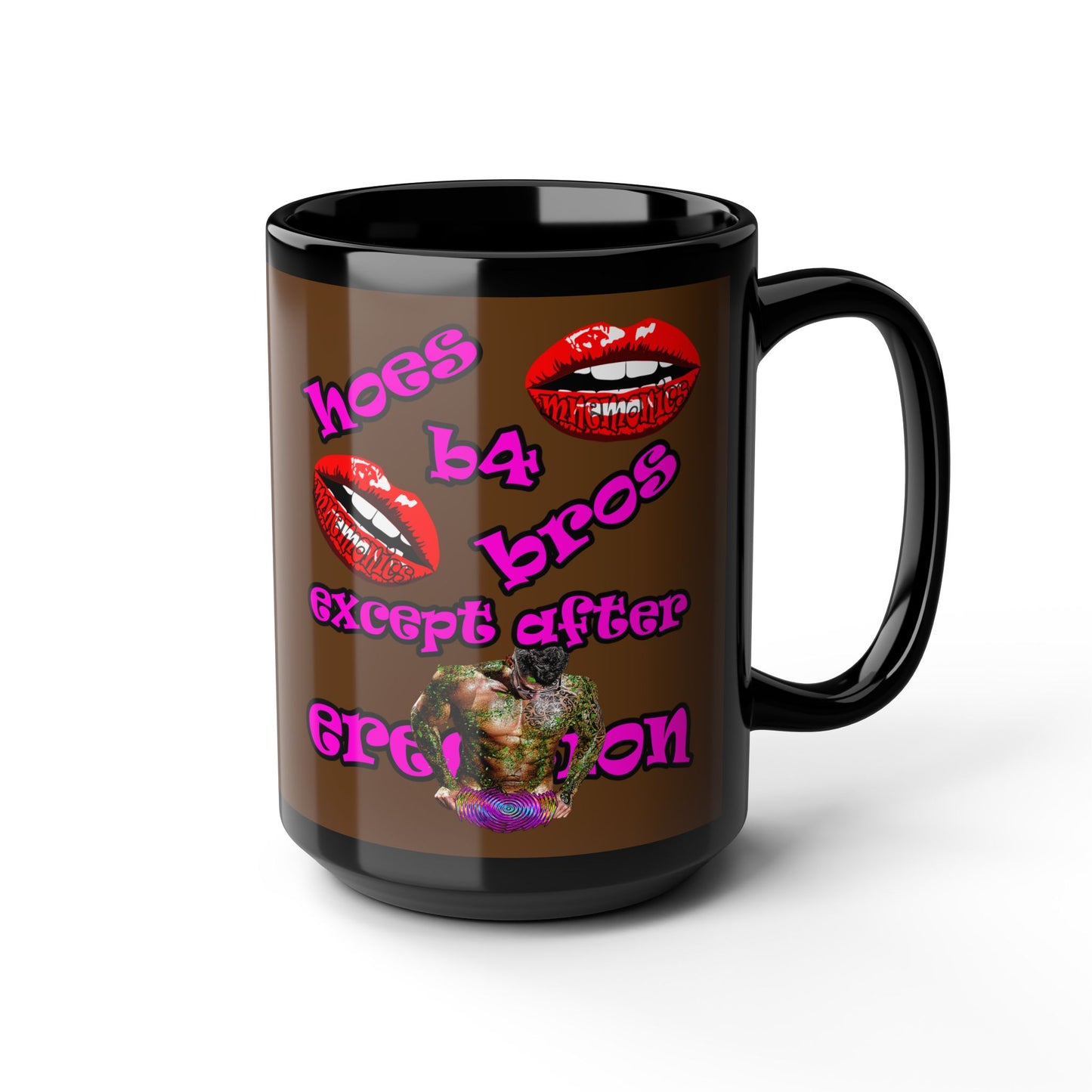 hoes b4 bros - Black Mug (brown)