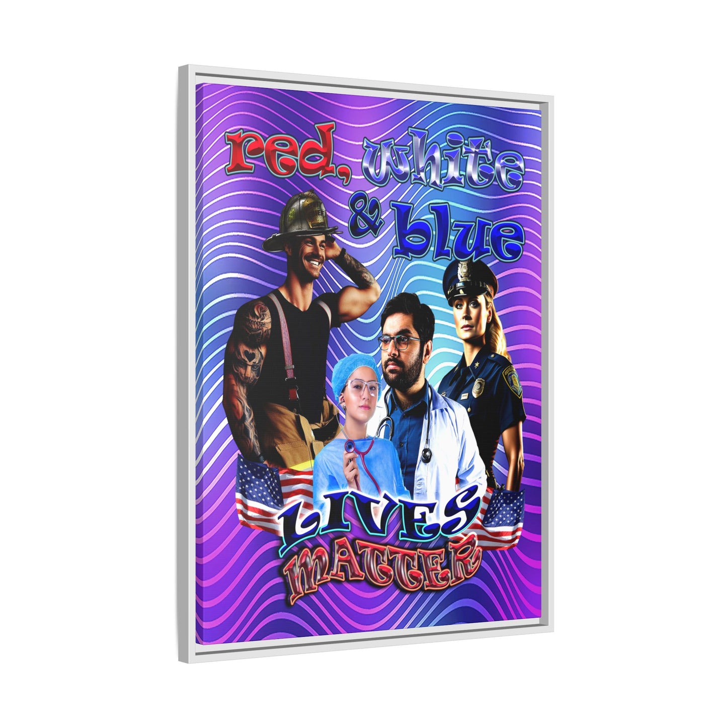 rw&b lives matter - framed canvas art (purple wave)