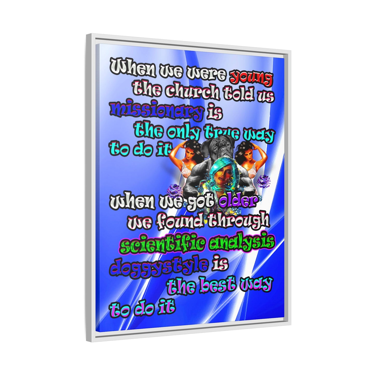 doggystyle - framed canvas art (blue-white wave)