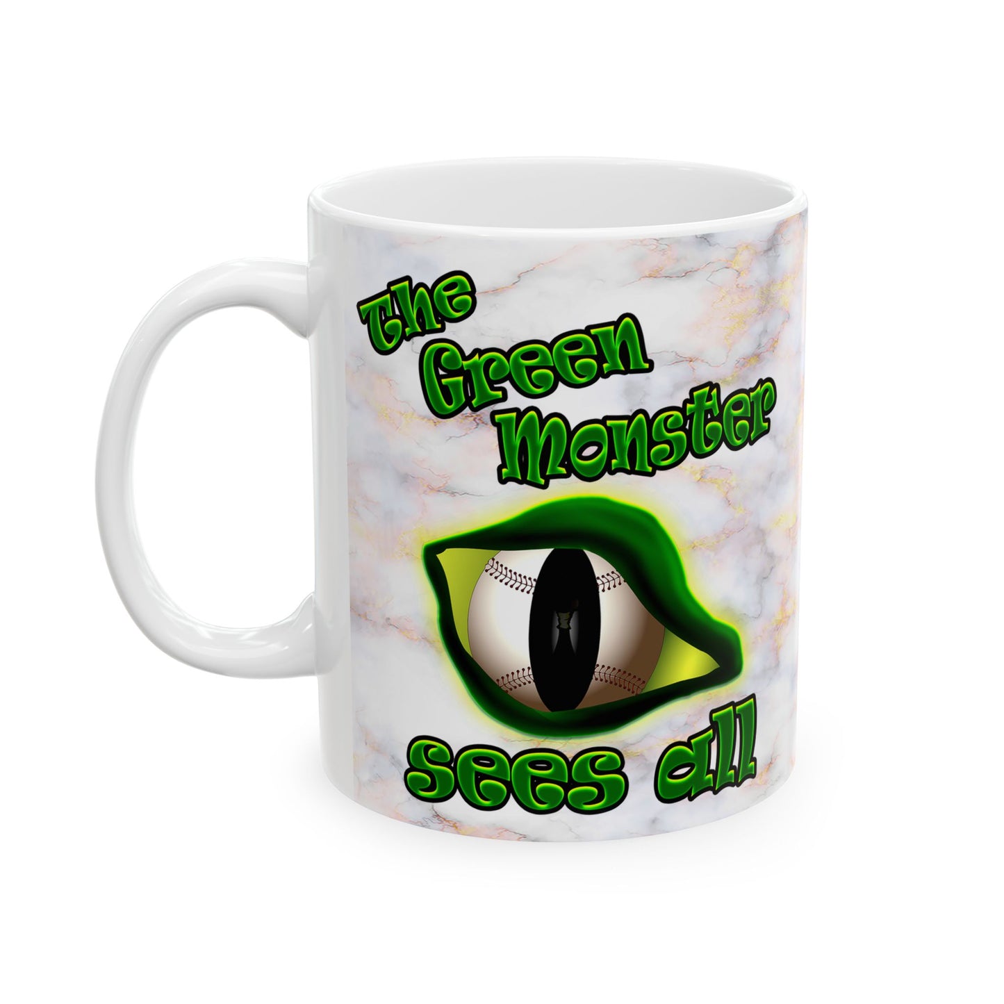 green monster - White Mug (white marble)