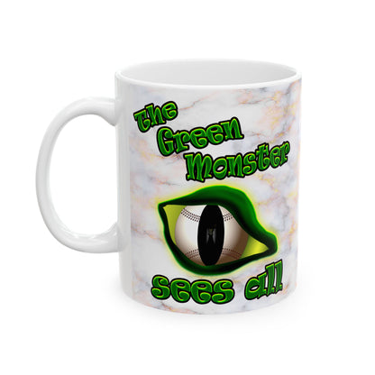 green monster - White Mug (white marble)