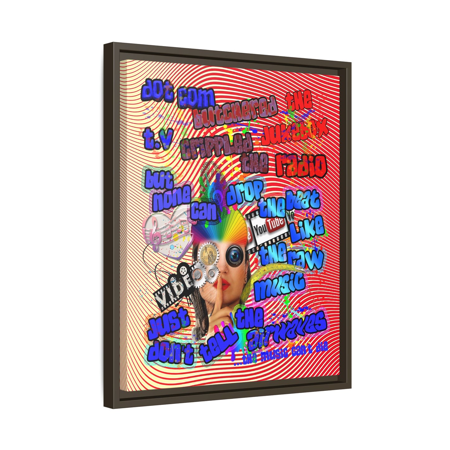 drop the beat - framed canvas art (yellow-orange wave)