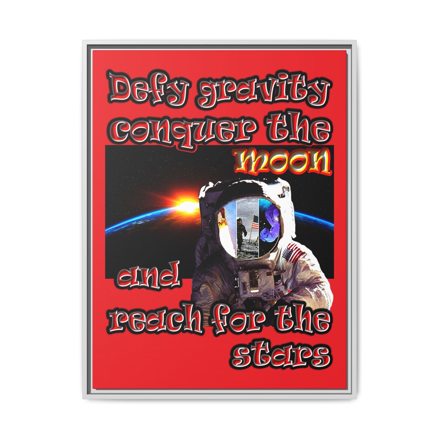 defy conquer reach - framed canvas art (red)