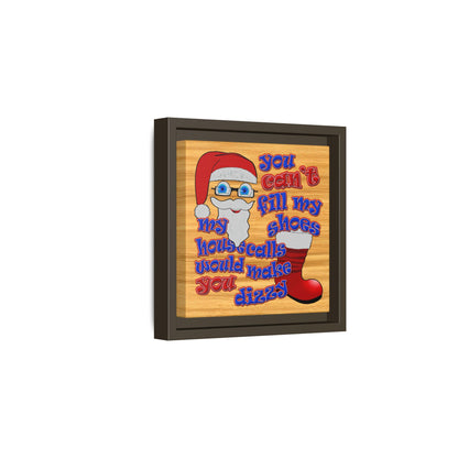 santa's shoes - framed canvas art (butterscotch wood finish)