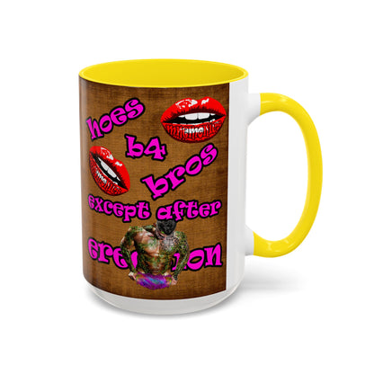 hoes b4 bros - Accent Mug (brown papyrus)